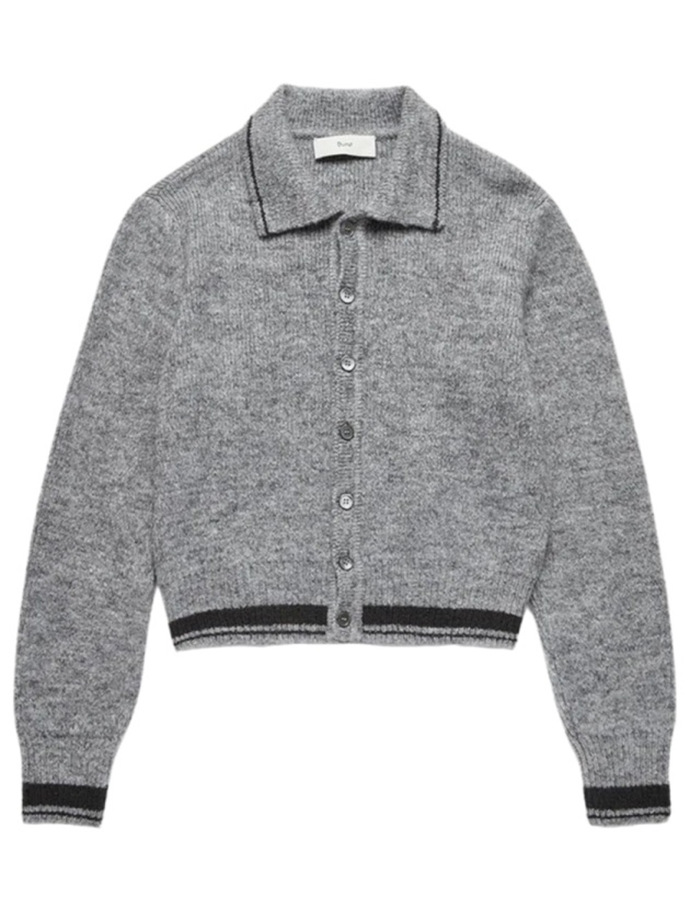 Dunst Unisex Open Collar Knit Cardigan Melange Grey Acrylic Wool Blend Cropped S